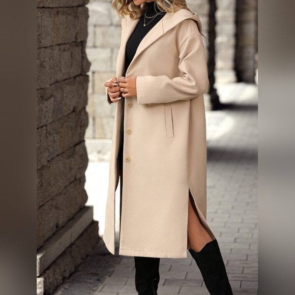 Button Up Long Sleeve Hooded Coat - Picture 5 of 7